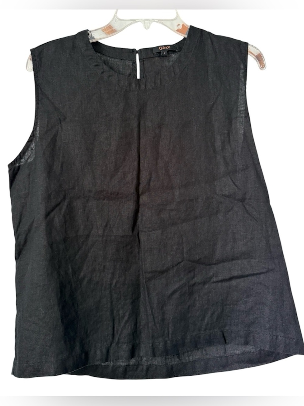 Quince Linen Large Black Sleeveless Top Neutral - Picture 1 of 4